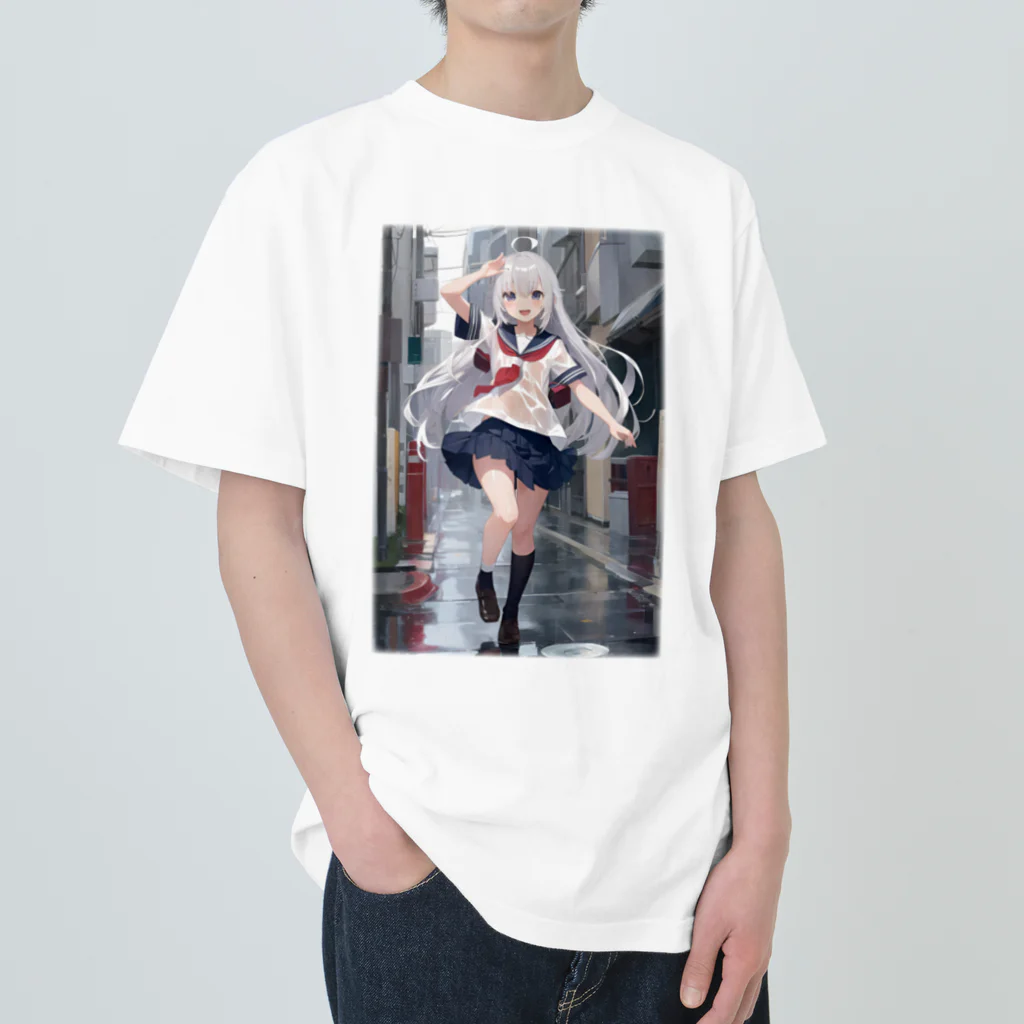 KAZAHANAの雨上がりの少女 Heavyweight T-Shirt