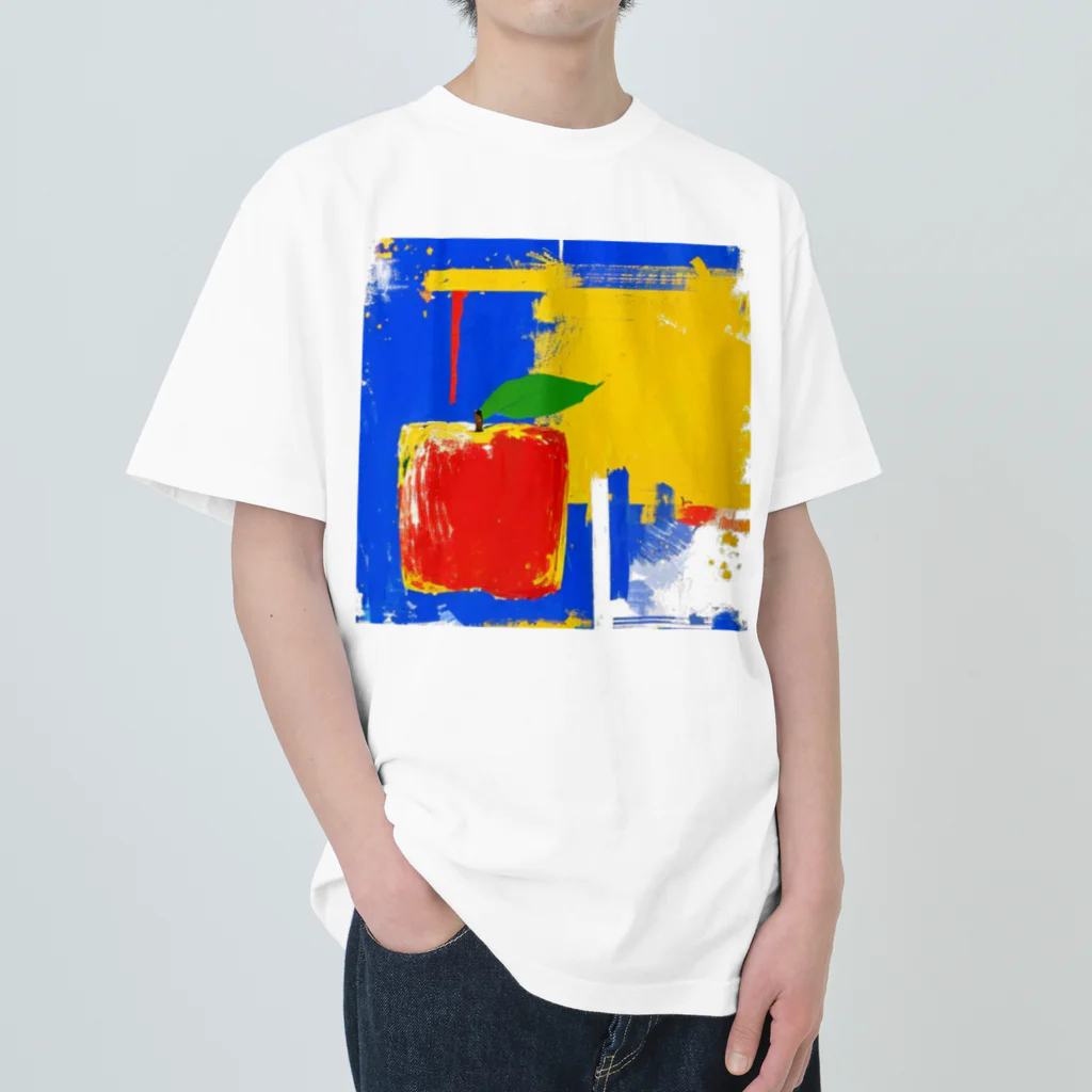 にょんのTシャツ屋さんのりんごアート Heavyweight T-Shirt