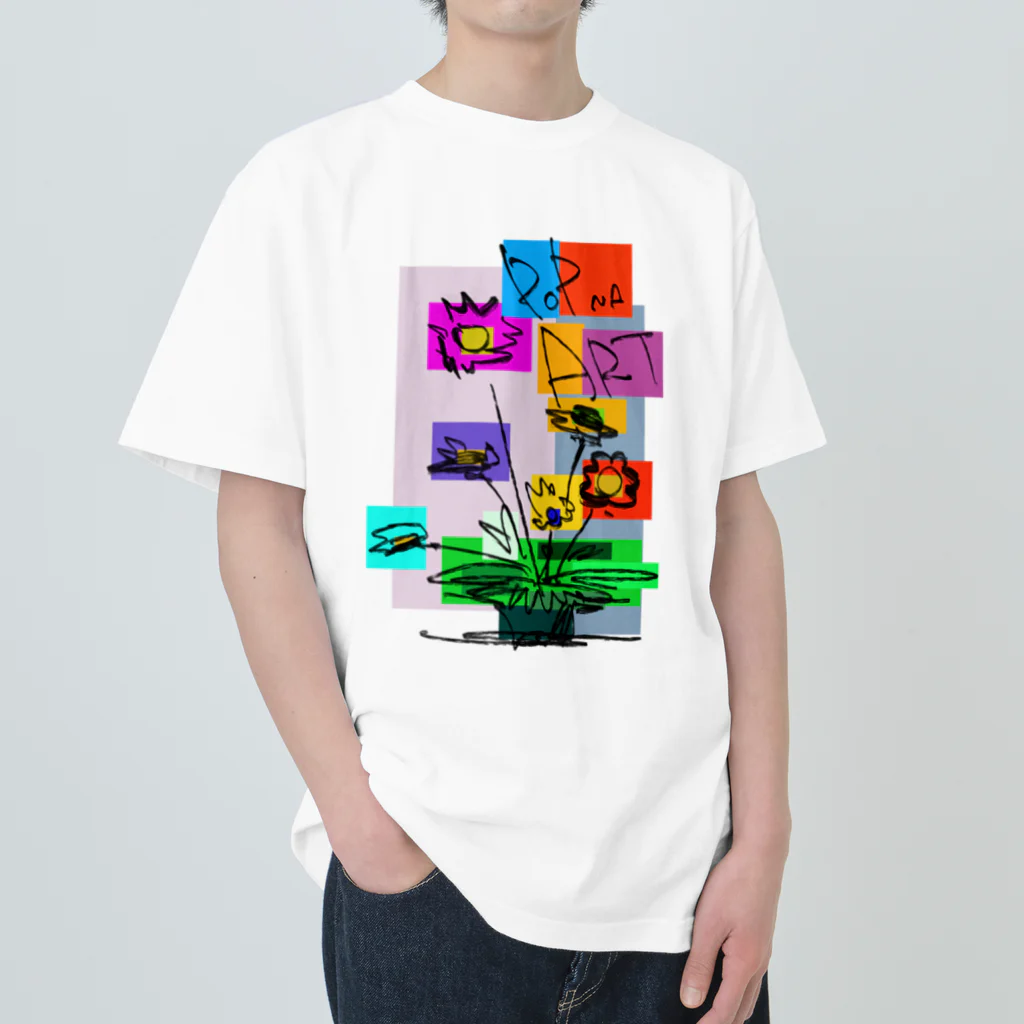 スタジオばんやの花モザイク Heavyweight T-Shirt