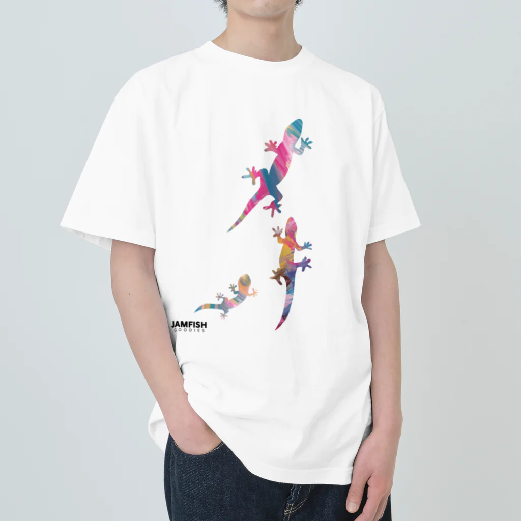 jamfish_goodiesのCOLORトカゲFAMILY ヘビーウェイトTシャツ