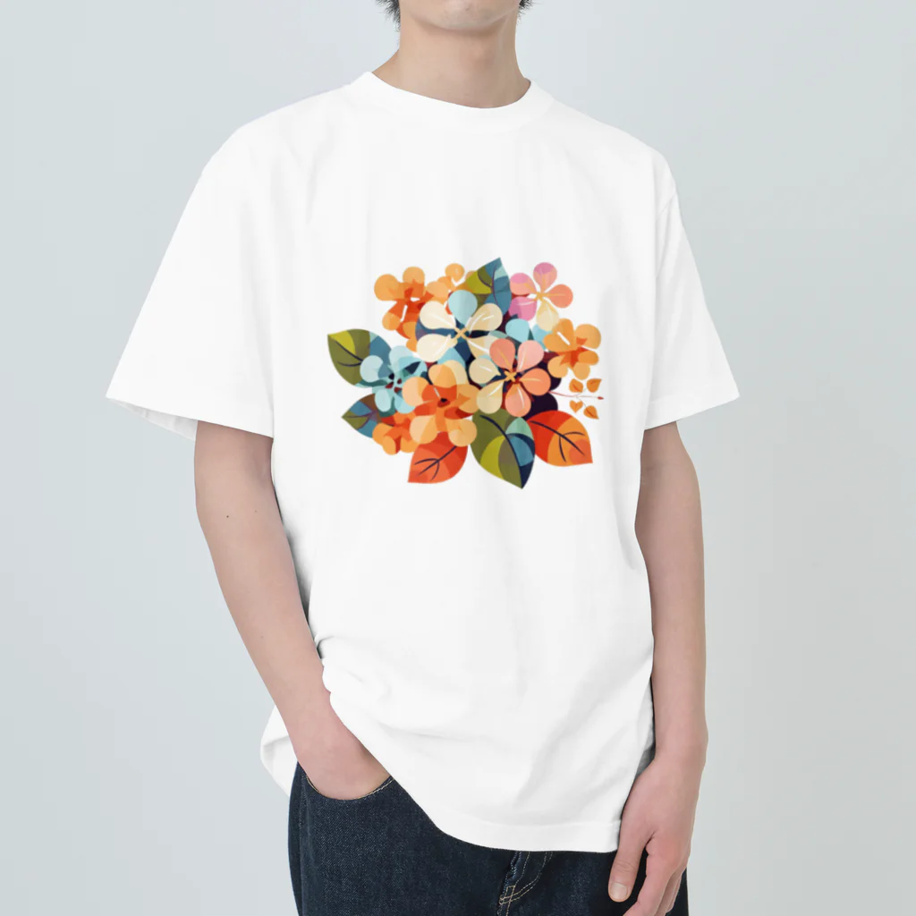 太陽の光に包まれて　Wrapped in Sunlightのカラフル紫陽花 ヘビーウェイトTシャツ