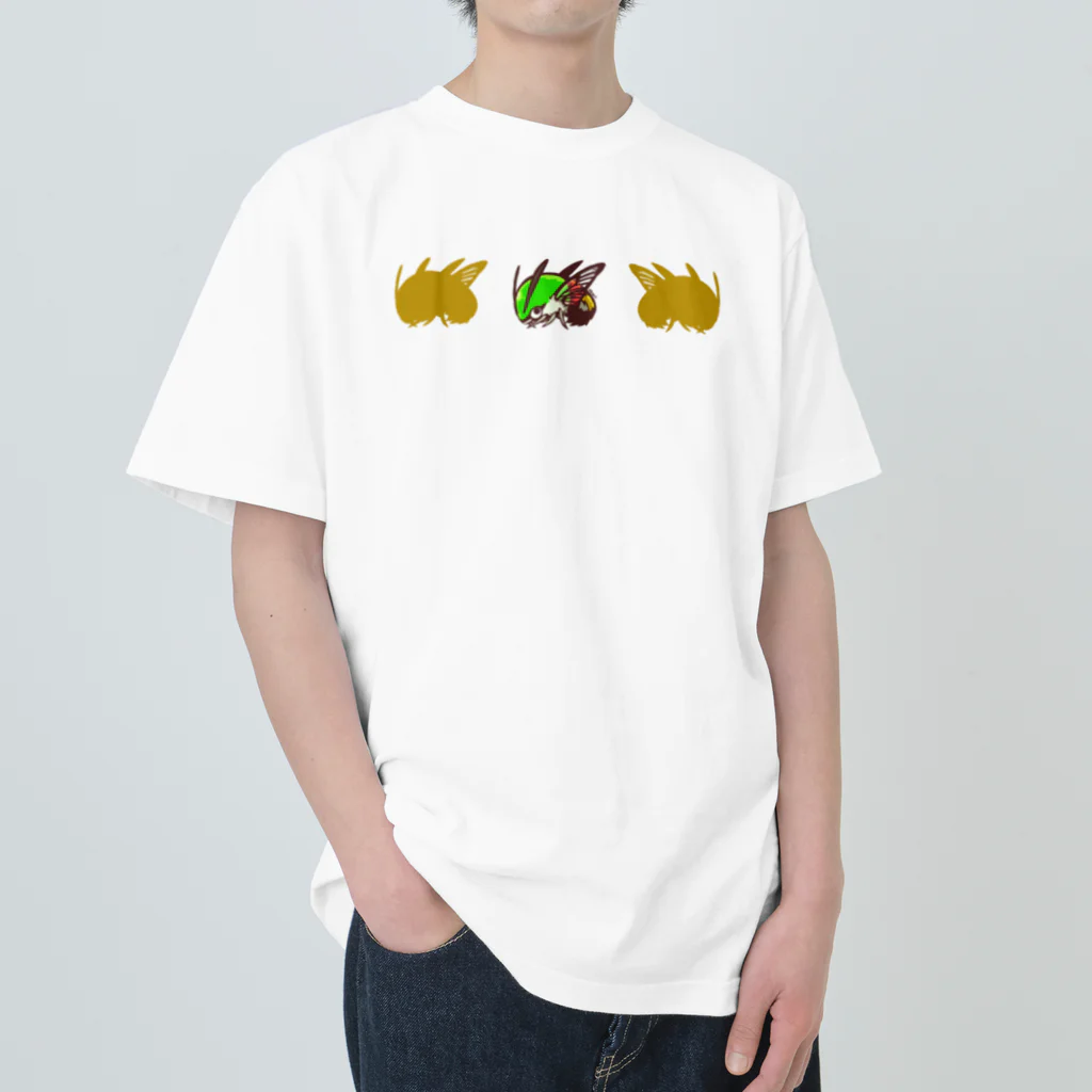 akari🌼虫デフォルメ作家のオオスカシバ【LOVE BUGS!】 ヘビーウェイトTシャツ