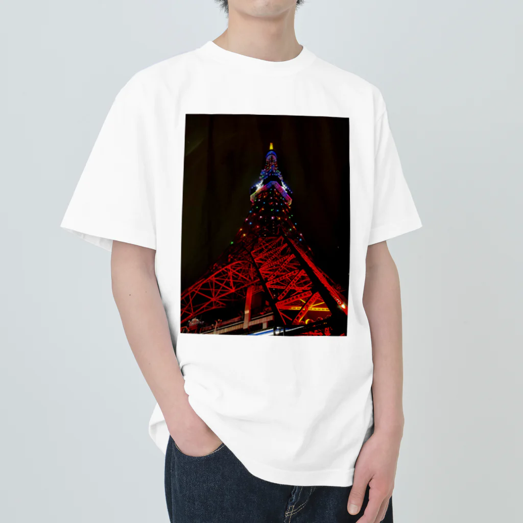 絶景チャンネル@写真の東京タワー　LV仕様 ヘビーウェイトTシャツ