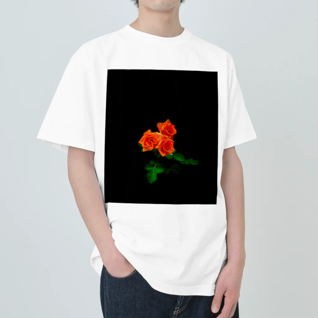 flower_design_hiroの元気と健やかさを与えてくれるオレンジ色のバラグッズ Heavyweight T-Shirt