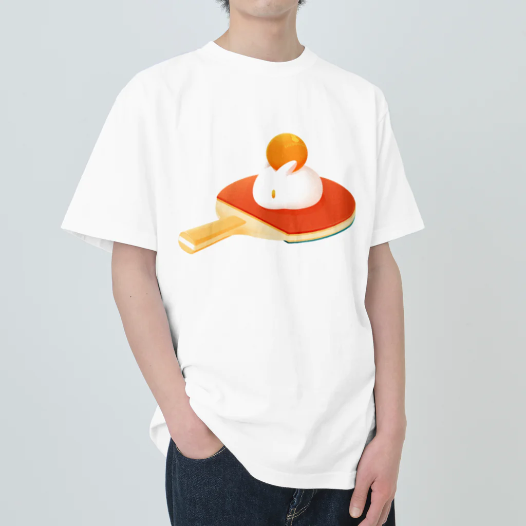 MochiOzのうさもちTシャツ（卓球） Heavyweight T-Shirt