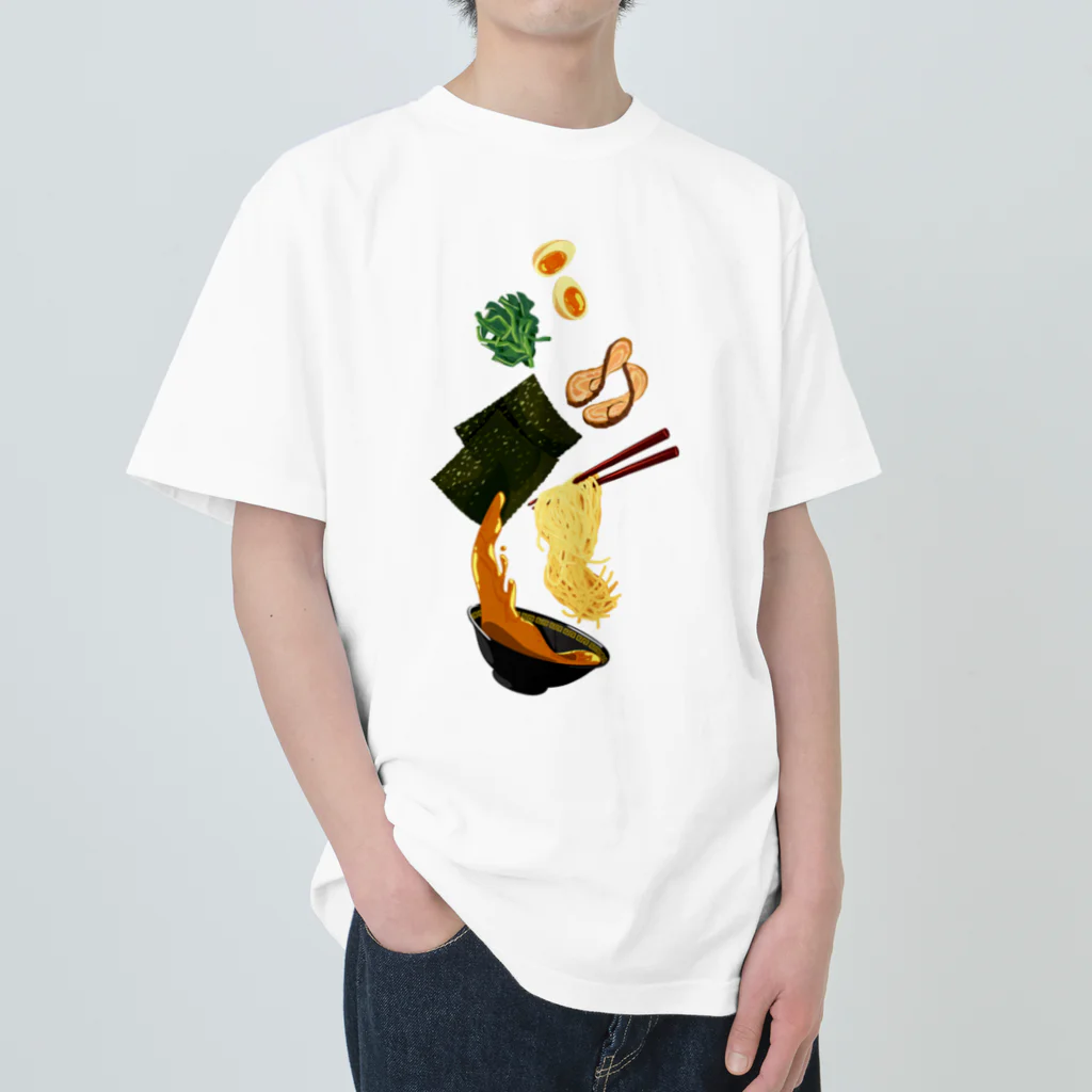 Drecome_Designの(家系)とんこつ醤油ラーメンフォール ヘビーウェイトTシャツ