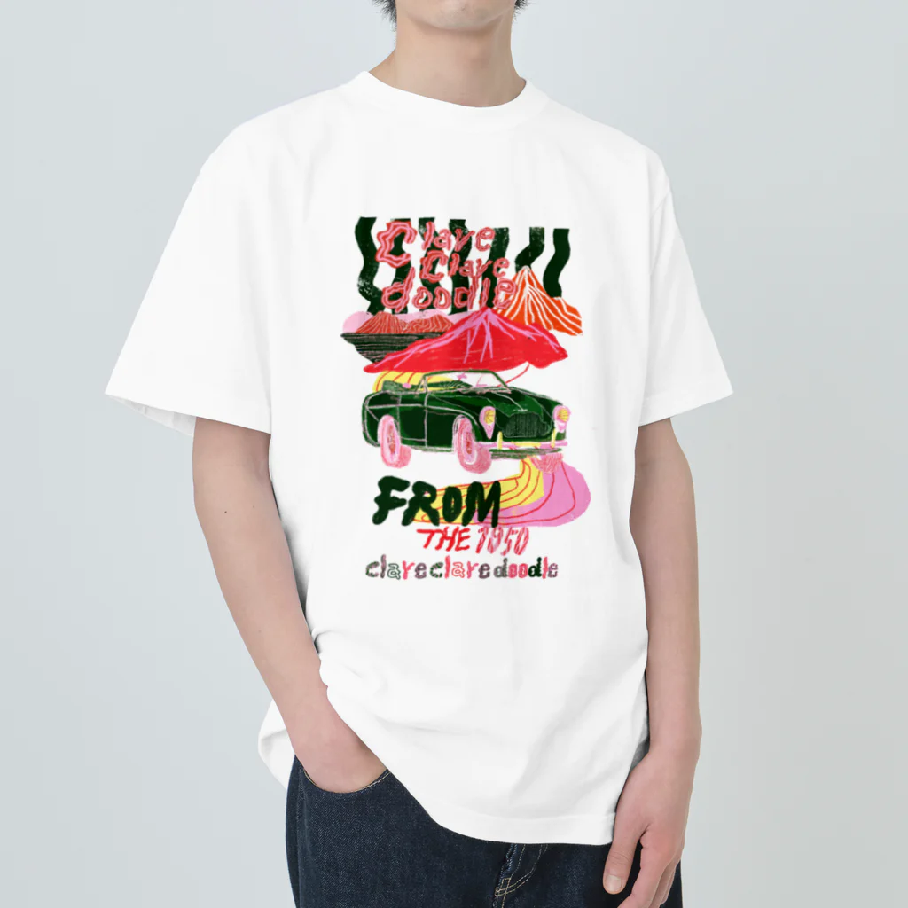 clareclaredoodleのA Green Classical Car ヘビーウェイトTシャツ