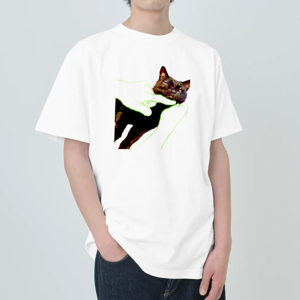 MKPoppp! shopのモフモフされる猫とモフモフする手 Heavyweight T-Shirt