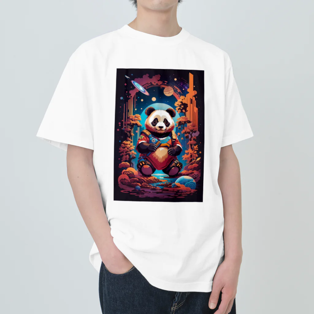 S☆DESIGNのパンダ飛行士 ヘビーウェイトTシャツ