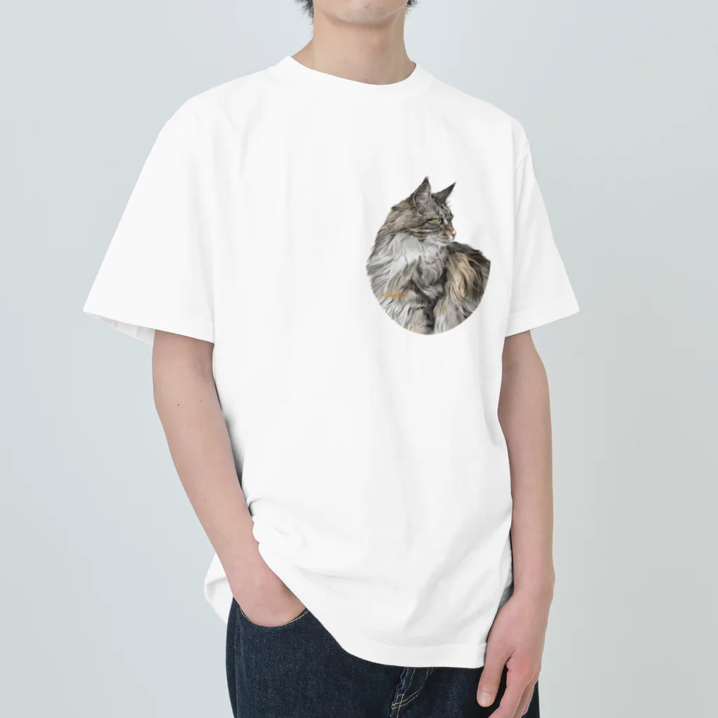 kinako-japanの凛々しいメインクーン　ルカ様の横顔 ヘビーウェイトTシャツ