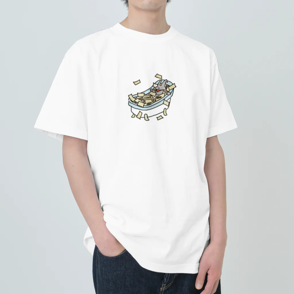 🌺ebitama(えびたま)🦐のおじぞう札束風呂 ヘビーウェイトTシャツ