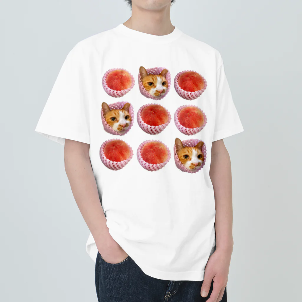 gold_manの桃猫ちゃん ヘビーウェイトTシャツ