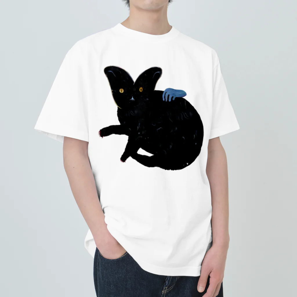 野口清村 / Noguchi Shimuraの撫で猫 ヘビーウェイトTシャツ