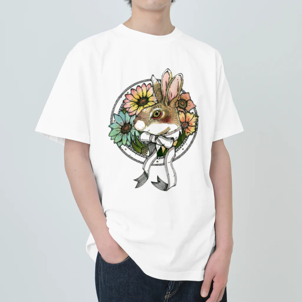 筆ペン画家 原良輔の三つ耳うさぎ２ Heavyweight T-Shirt