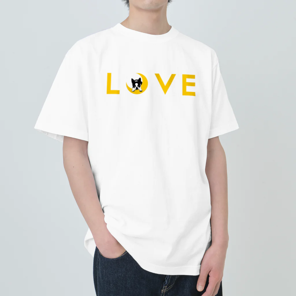 コチ(ボストンテリア)のボストンテリア(月LOVE)[v2.8k] ヘビーウェイトTシャツ