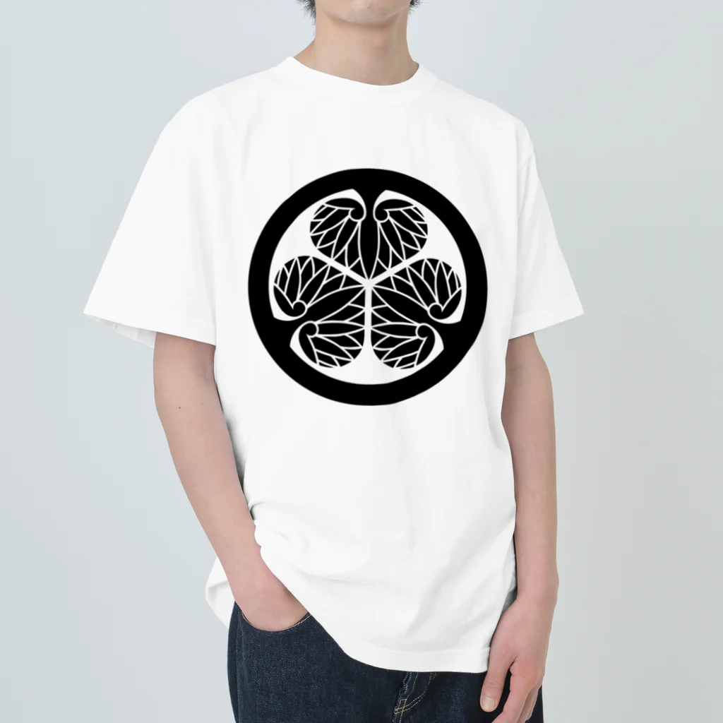 みたらし商店🍡の家紋シリーズ【葵】 Heavyweight T-Shirt