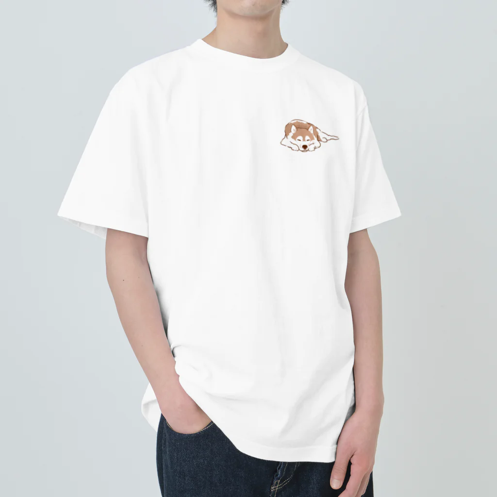 WANPU  by YUn.のチョコカラー　眠るハスキー　 Heavyweight T-Shirt