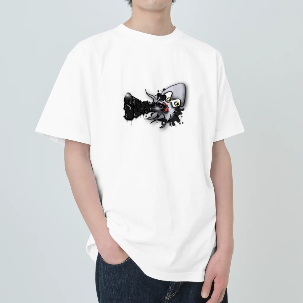 とーる 🇯🇵akabeco/animals/graffitiのイカ　カバードピープル Heavyweight T-Shirt