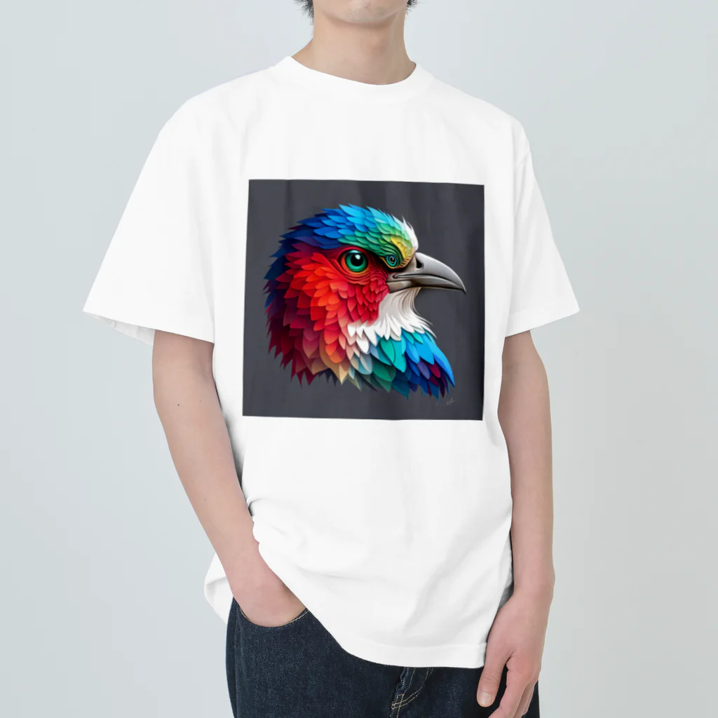 みどりの森の虹色の鳥 ヘビーウェイトTシャツ