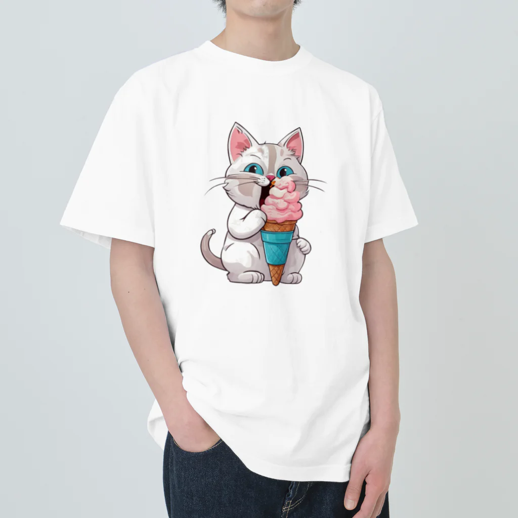 マッスルショッピングのもふもふでかわいい猫 Heavyweight T-Shirt