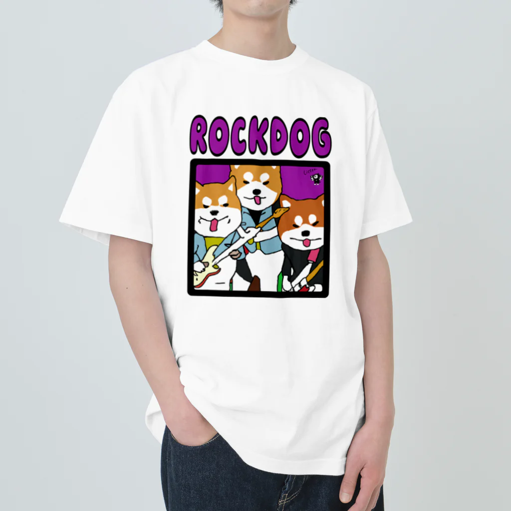 ZUKINDOGSの柴犬ギターバンド Heavyweight T-Shirt