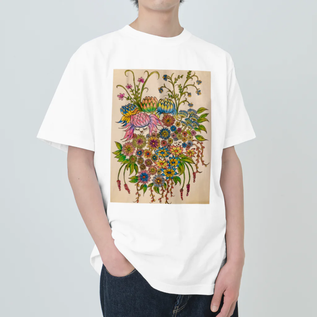 suuのカラフルな花の中に ヘビーウェイトTシャツ