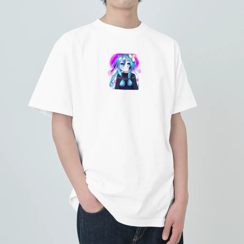 ttsststtttttの可愛いボーカロイド風の女の子 ヘビーウェイトTシャツ