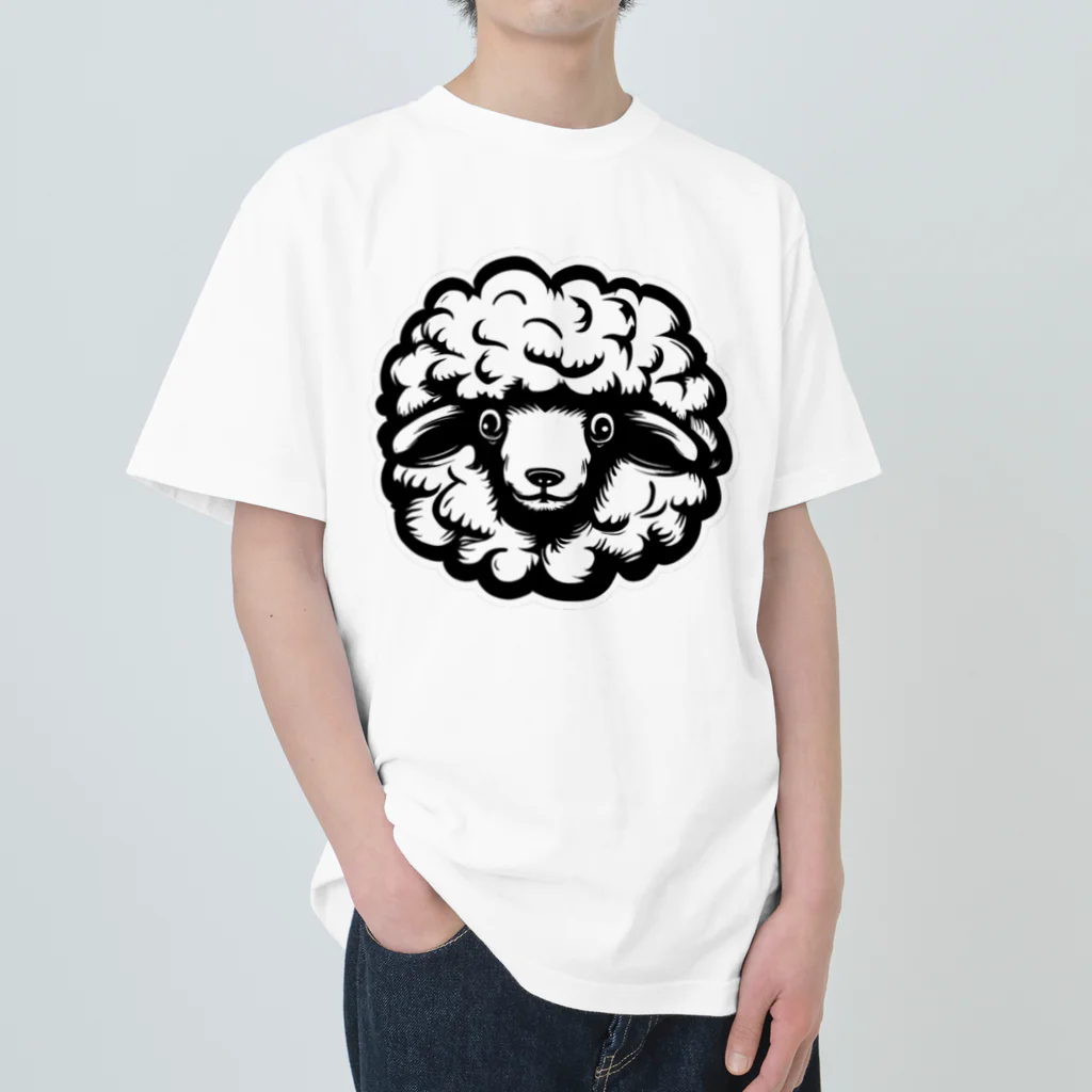 スバルSUZURI店のfluffy sheep 01 Heavyweight T-Shirt