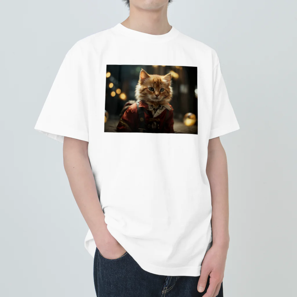 🔥AI art shop🔥のアニメの世界の子猫 ヘビーウェイトTシャツ