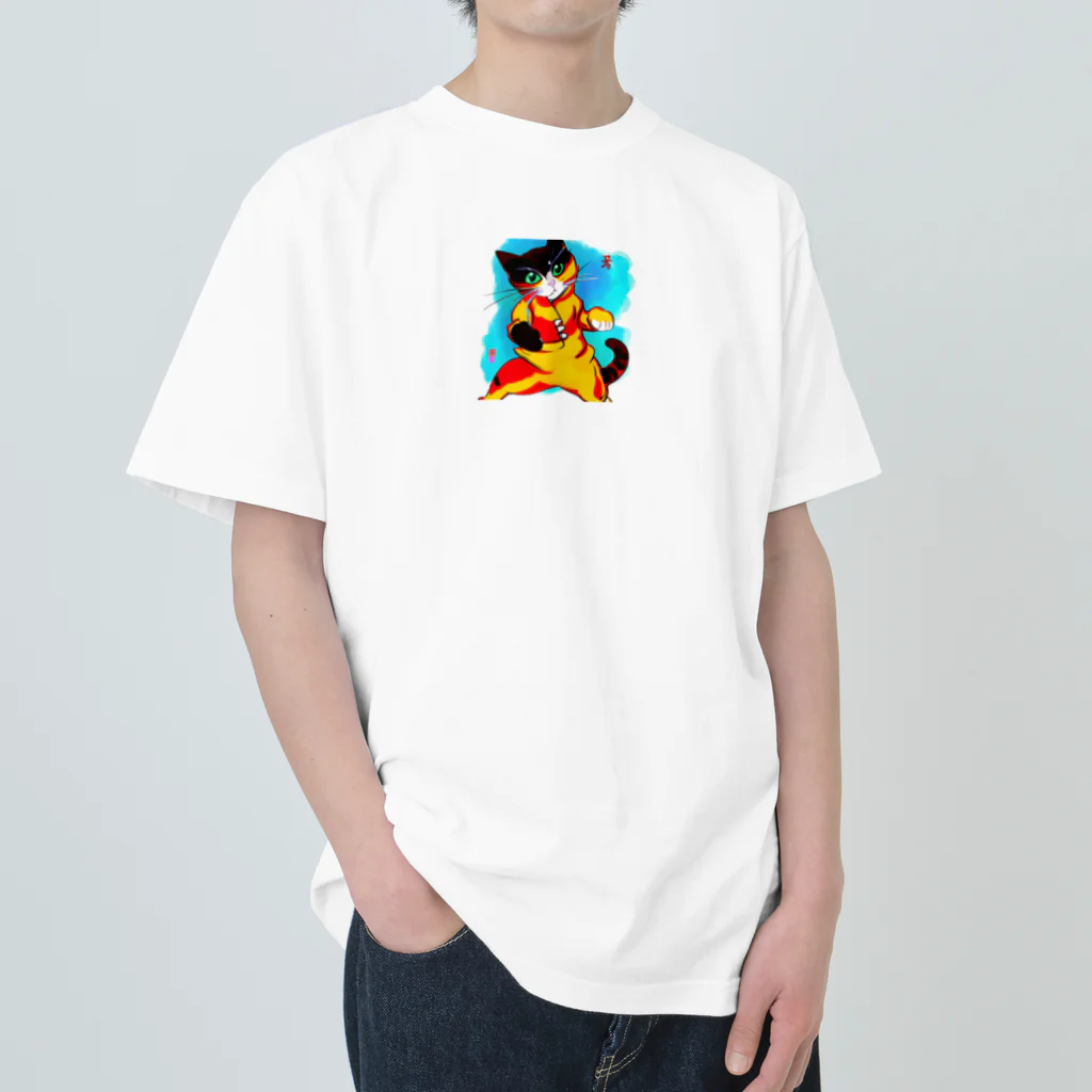 koneko_nekonekoのカンフー猫グッズ Heavyweight T-Shirt