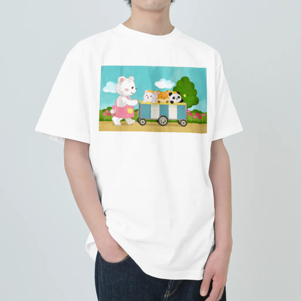 アプリコワークスのくまちゃん・みんなでお散歩 ヘビーウェイトTシャツ