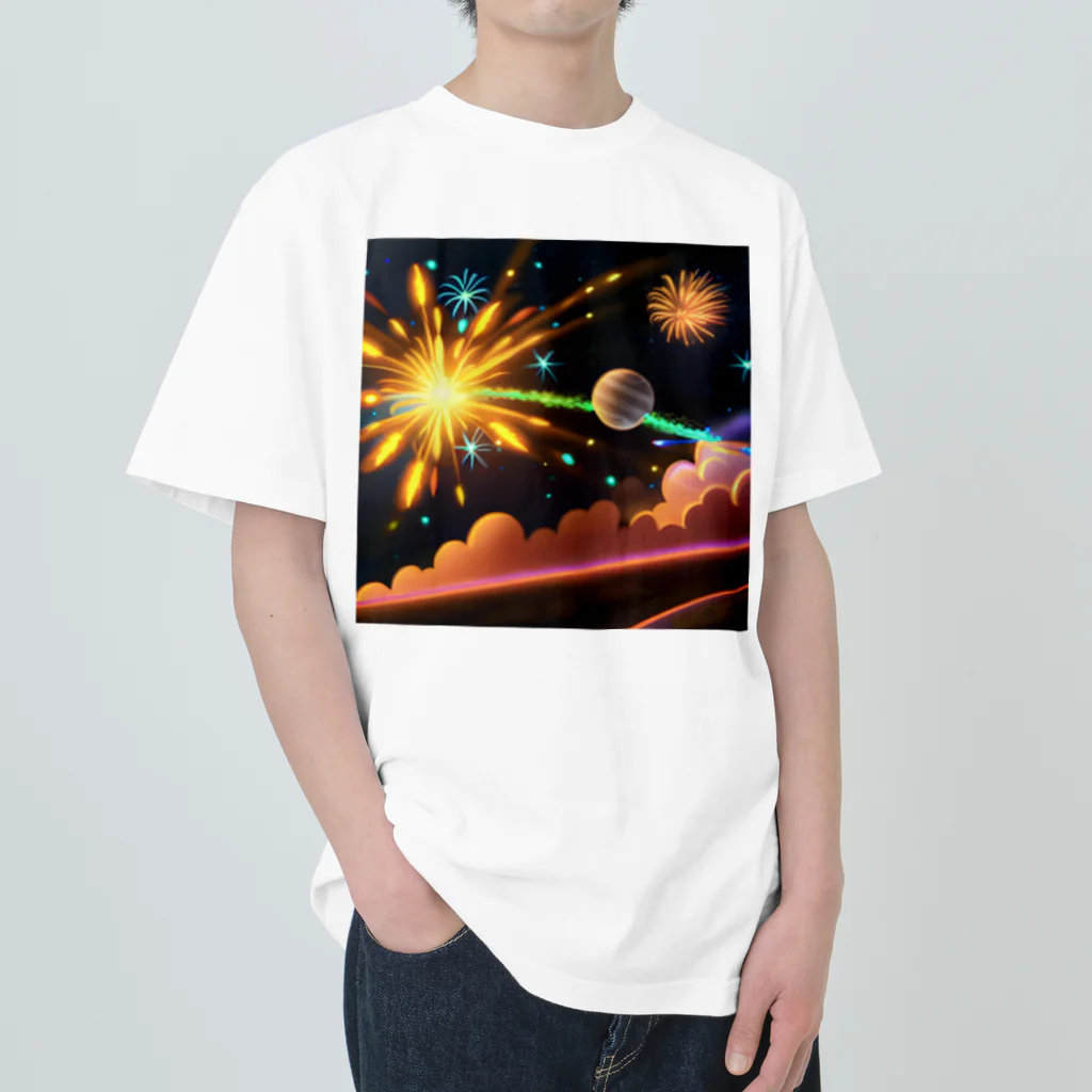 marky88の宇宙に咲く花火 Heavyweight T-Shirt