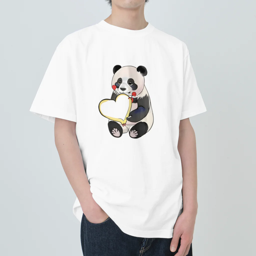 愛を届けるパンダの愛を送るパンダ ヘビーウェイトTシャツ