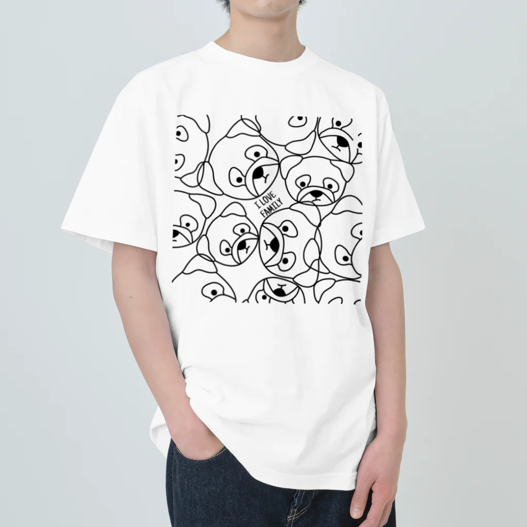 3kids2のDog family Heavyweight T-Shirt