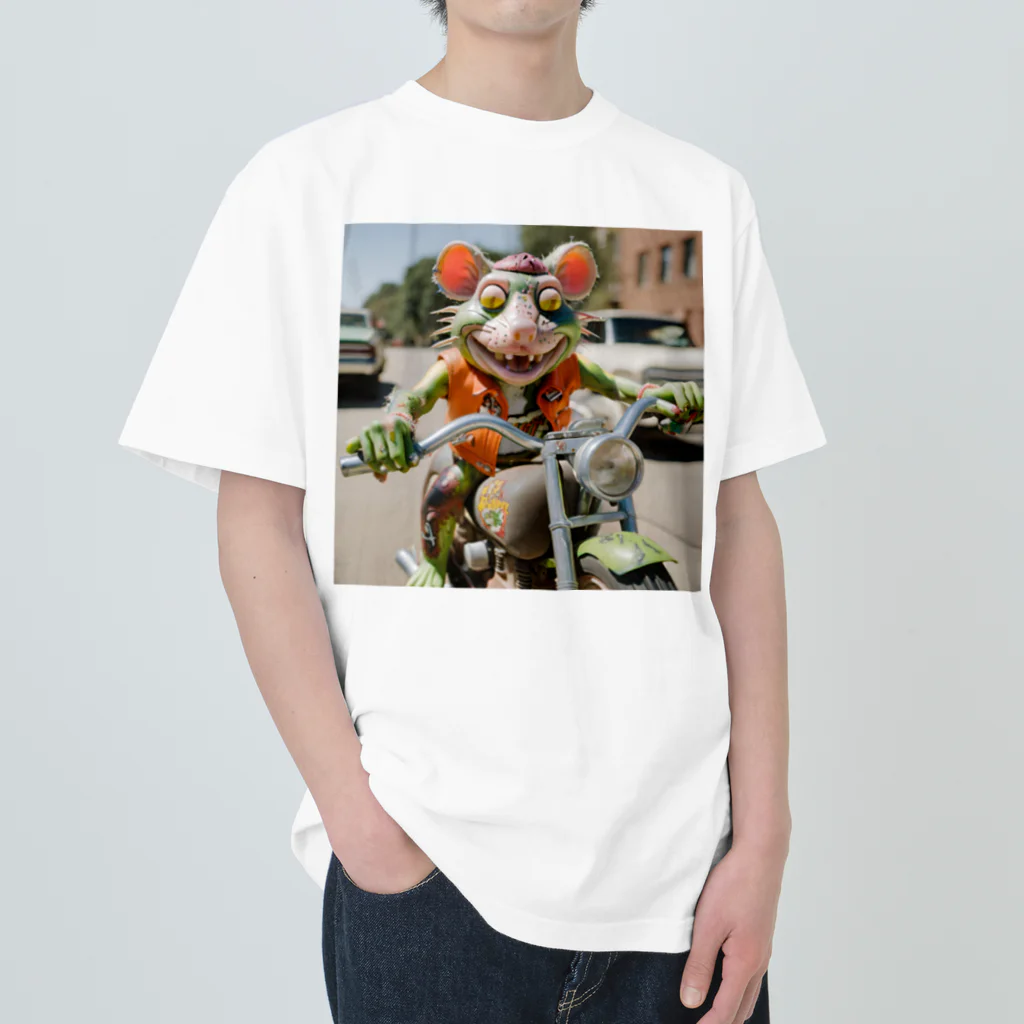 kuri_AMERICANのバイクに乗ったラットフィンク ヘビーウェイトTシャツ