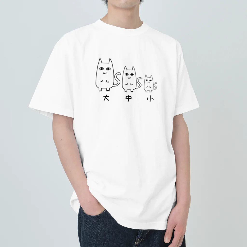 蓮の咲く場所の壁画みたいなネコ  (大中小) Heavyweight T-Shirt