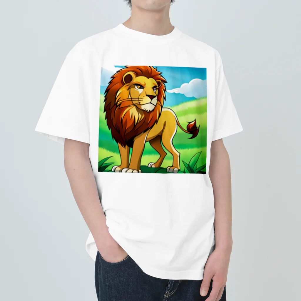 どうぶつの森の勇ましいライオン ヘビーウェイトTシャツ