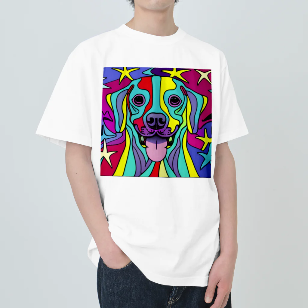 nakagawa-kikakuの奇抜なアート風の可愛い犬のグッズ ヘビーウェイトTシャツ