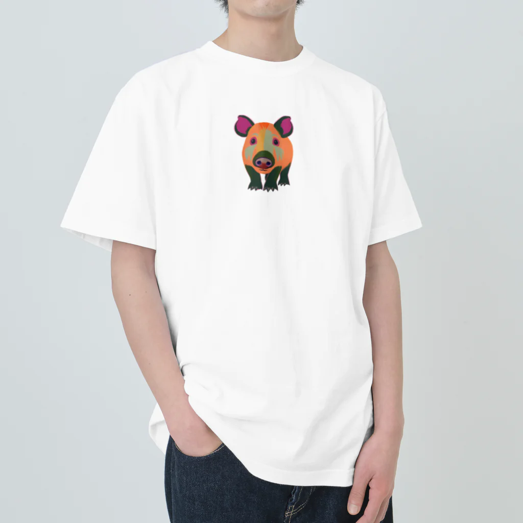 Milk317のカラフルイノシシ ヘビーウェイトTシャツ