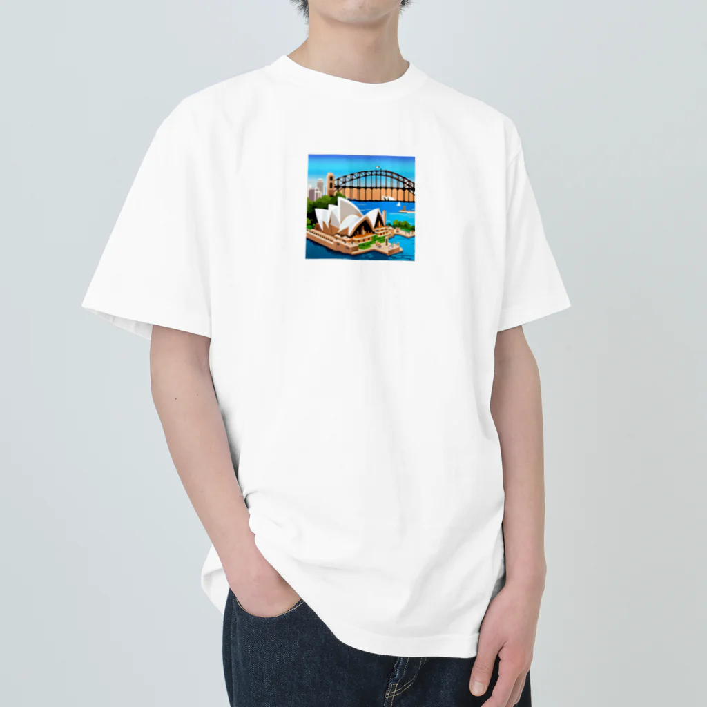 shibasannのオーストラリアの風景のピクセルアート ヘビーウェイトTシャツ