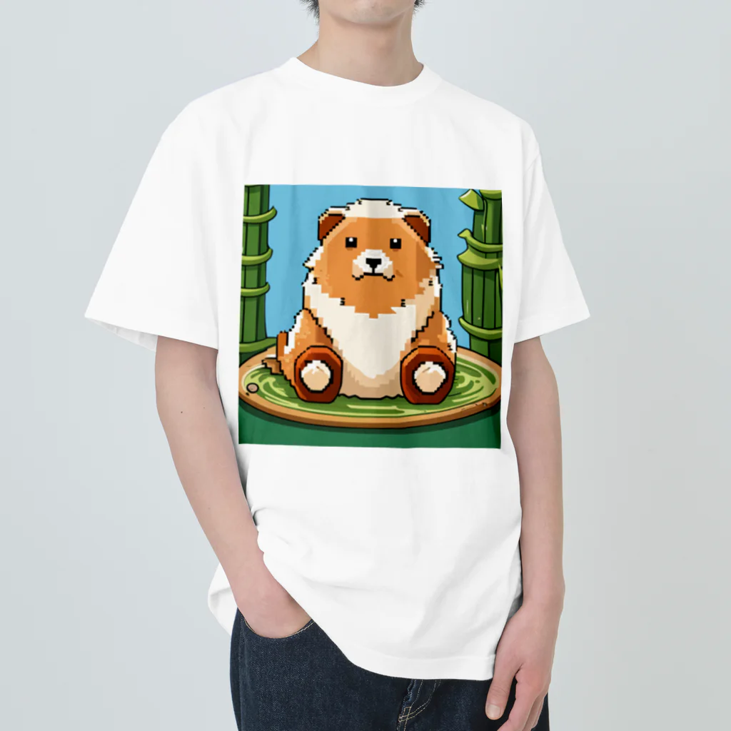 動物マニアのドット絵ショップのドット絵の可愛いクマちゃん🐻🎋 Heavyweight T-Shirt