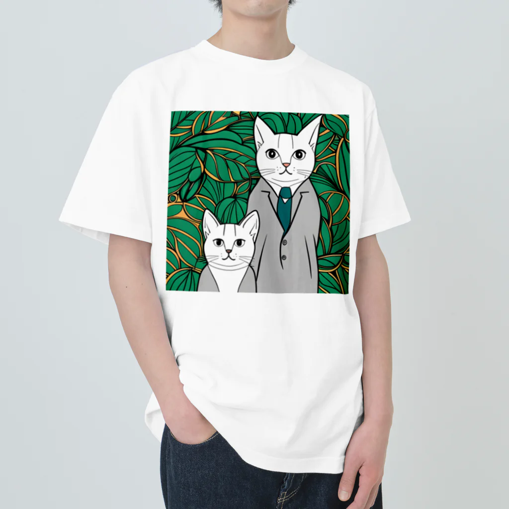 ゆゆのお店の2匹の猫 ヘビーウェイトTシャツ