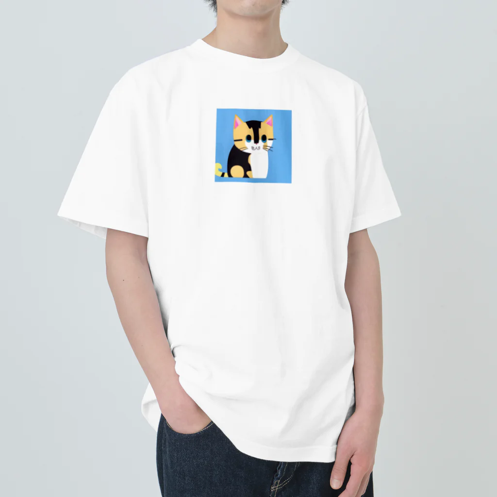 Saltblastの三毛猫のミケ子 ヘビーウェイトTシャツ