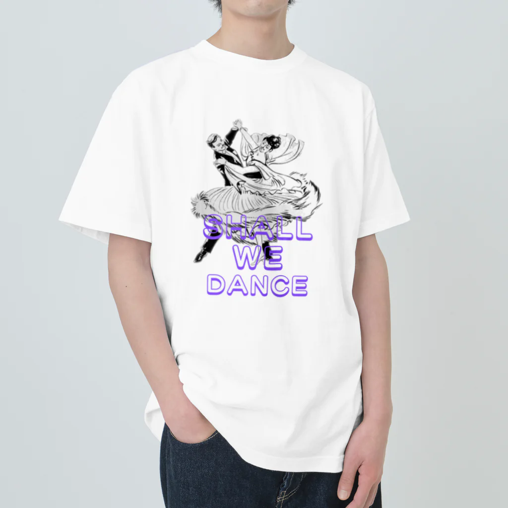 Heart-of-JapneseCultureのShal We Dance（ブルー、白抜き） Heavyweight T-Shirt