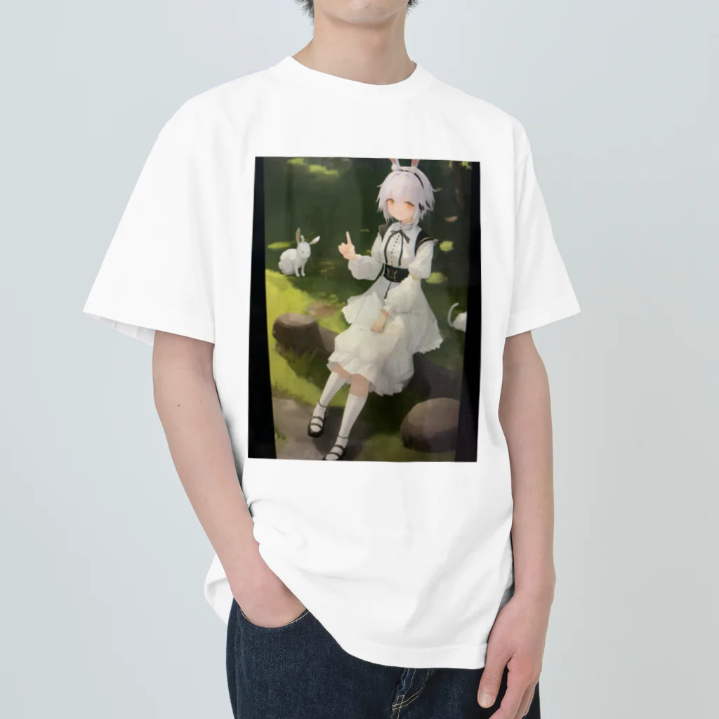 mamichin1122のウサ耳少女 Heavyweight T-Shirt