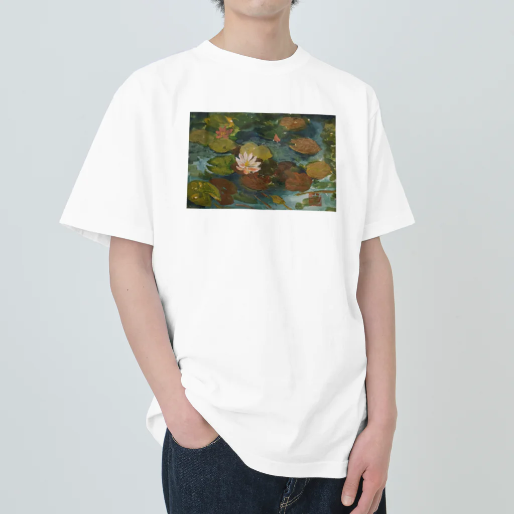 JjyunKaigaKoubouの2020年5月岡田美術館前 雨後の蓮の花 Heavyweight T-Shirt