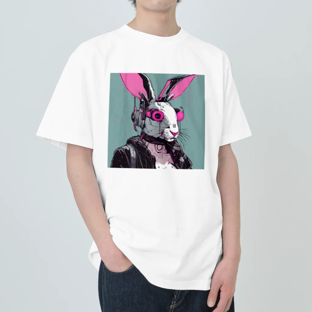 Cyber XXXのサイバーパンク　ウサギ ヘビーウェイトTシャツ