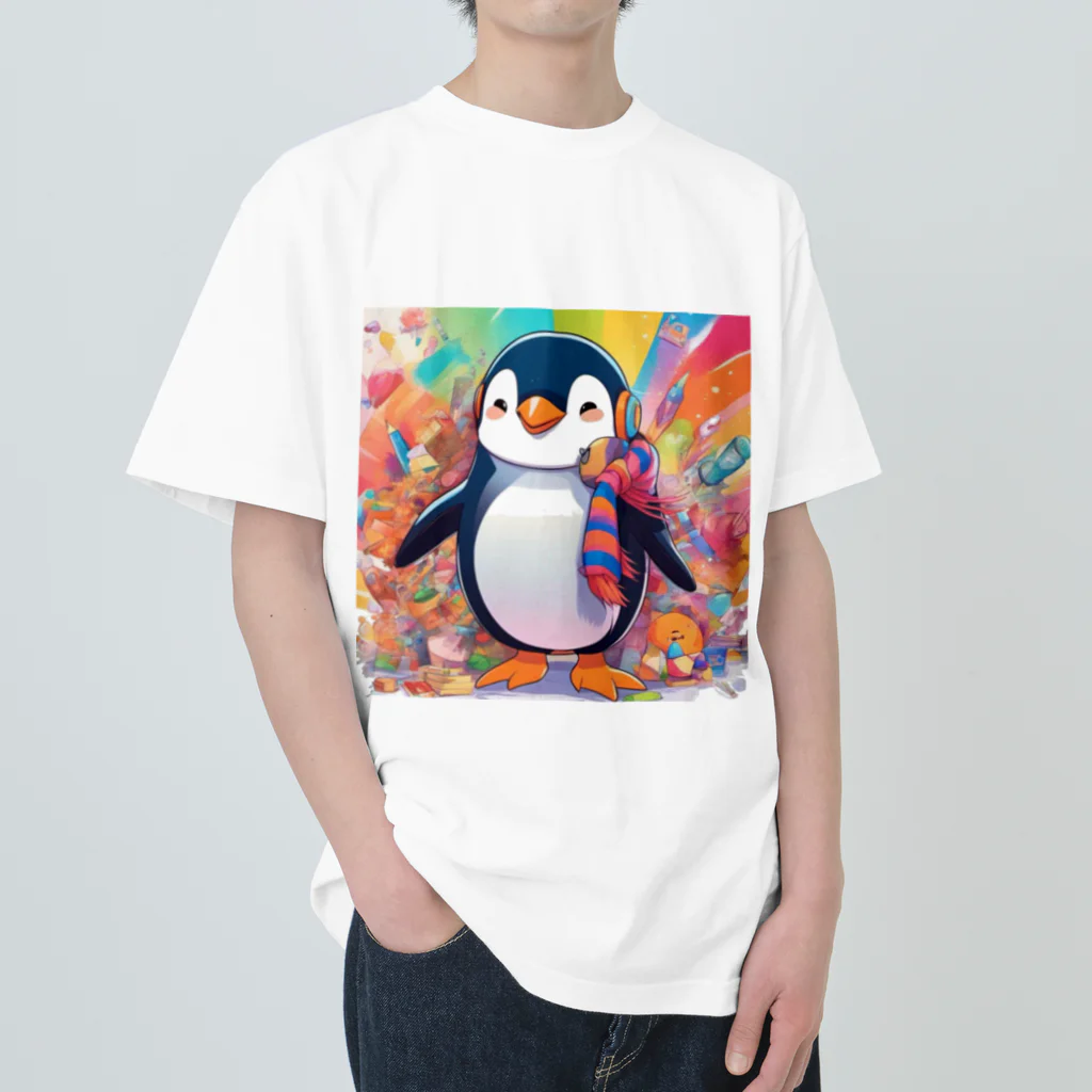 aki7sの笑顔のペンギン ヘビーウェイトTシャツ