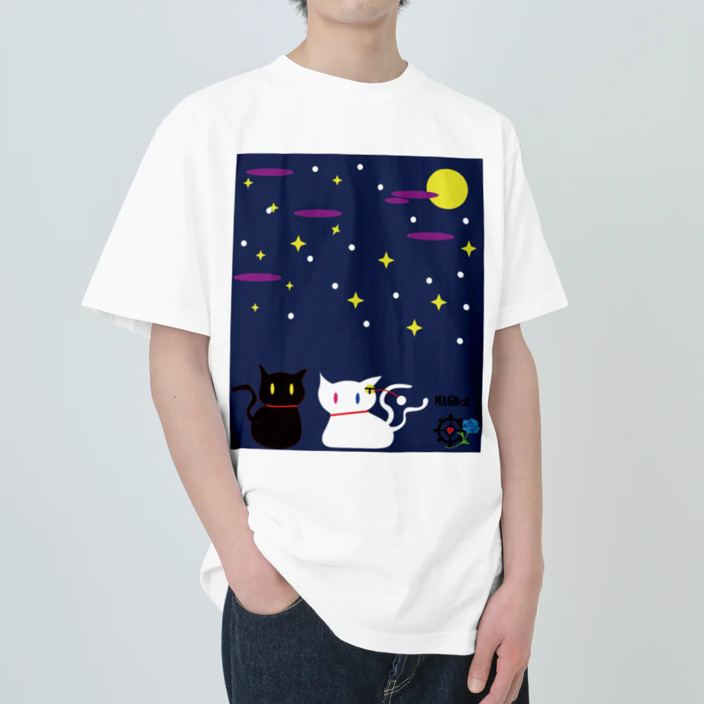 Amasyuiroのmagboxシリーズ　猫月夜 Heavyweight T-Shirt