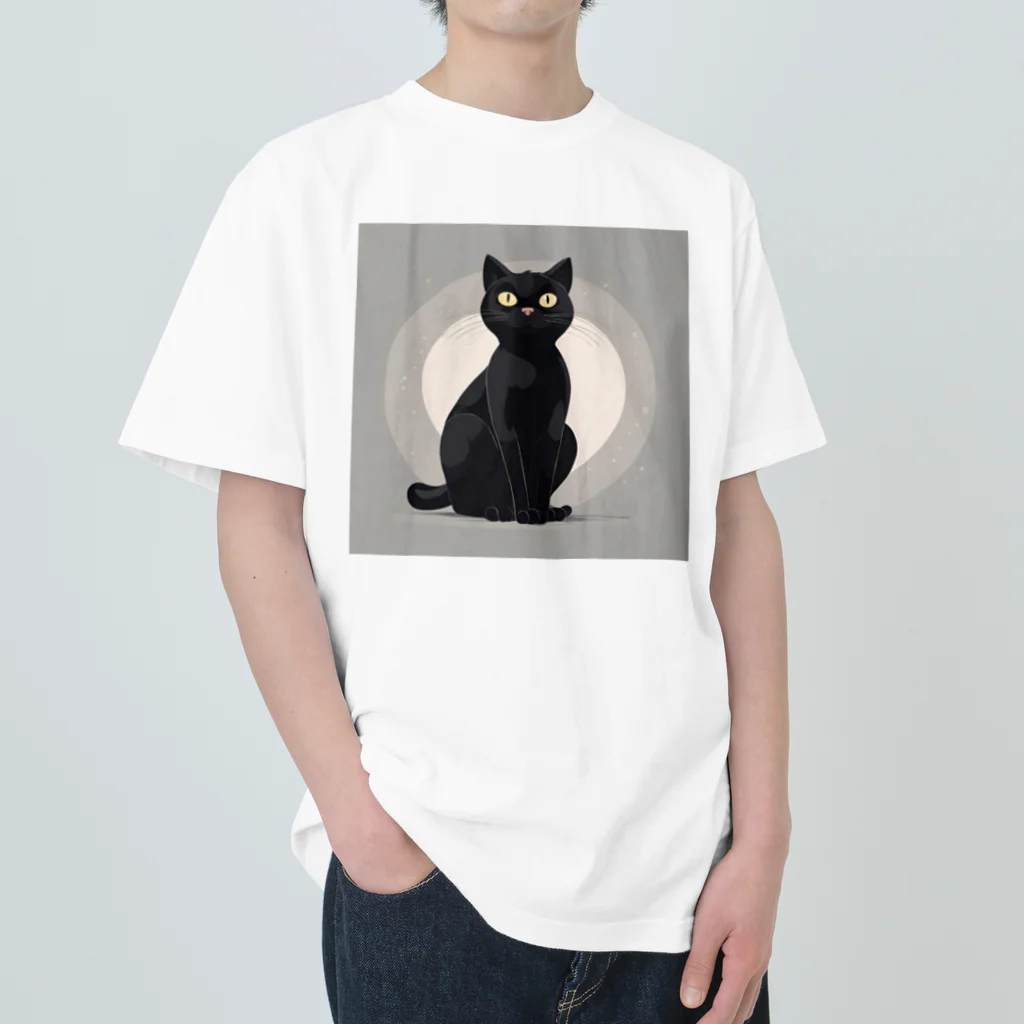 RealJapanishの黒猫 ヘビーウェイトTシャツ